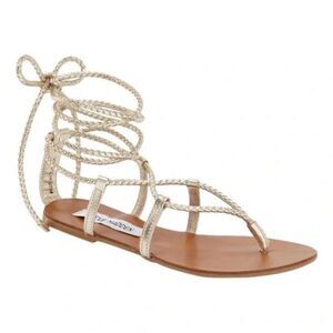 Steve Madden Werkit Gold Leather Leg Wrap Gladiator Sandals